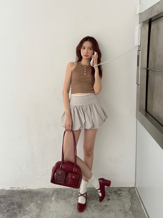 Cu Button Tank Top (Brown)